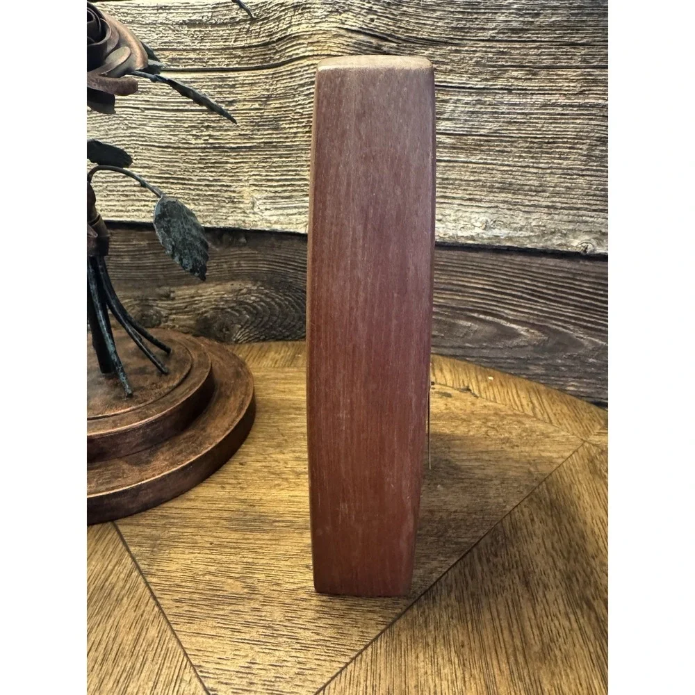 Early Rare Mid‎ Century Modern Teak Brass Statue Clock. Beautiful.